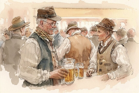 Oktoberfest drawing with bit of watercolour.