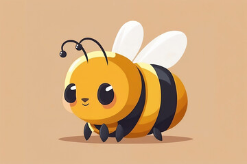Obraz premium Cute cartoon fat bees flat design generated by Ai.