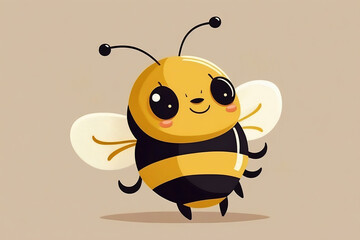 Cute cartoon fat bees flat design generated by Ai.