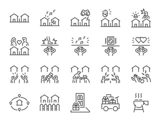 neighbor icon set. It included icons such as neighborhood watch, Block party, emergency, neighbor fighting, and more.