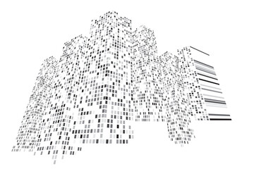 Cityscape on transparent background, Building perspective, Modern building in the city skyline, city silhouette, city skyscrapers, Business center