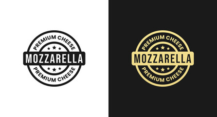 Mozzarella cheese label or Mozzarella cheese stamp vector isolated in flat style. Best Mozzarella cheese sign vector for packaging design element. Mozzarella cheese stamp vector for product packaging 