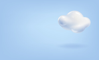 3d cloud on a blue background. Place for text. Vector illustration