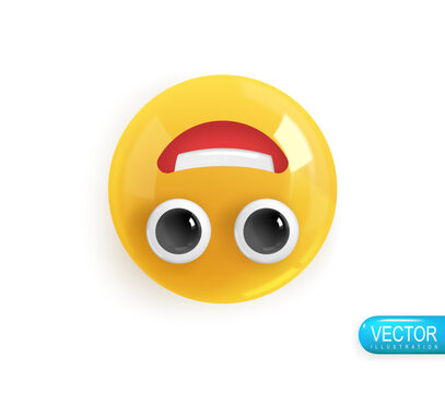 Emoji face cheerful naughty. Emotion Realistic 3d Render. Icon Smile Emoji. Vector yellow glossy emoticons.