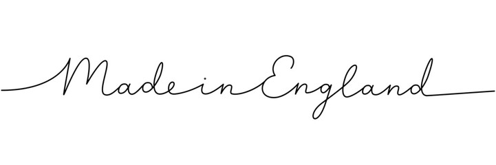Made in England - word with continuous one line. Minimalist drawing of phrase illustration. England country - continuous one line illustration.