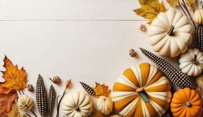 Thanksgiving Holiday - wood table background with copy space for text, Generative ai