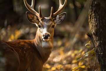 One Antlered Deer. Generative AI