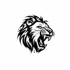 Lion Head Black And White Isolated WHite. Generative AI