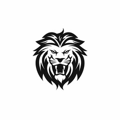 Lion Head Black And White Isolated WHite. Generative AI