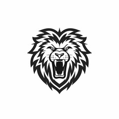 Obraz premium Lion Head Black And White Isolated WHite. Generative AI