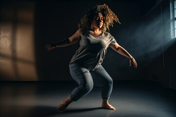 a woman posing as she dances. generative AI digital illustration.
