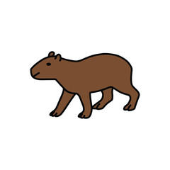 a capybara walking sideways