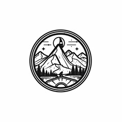 Adventurer Symbol Black and White Isolated AI. Generative AI