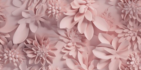 3D Flower relief, embossed design, tile, repeating pattern, Created with generative AI tools