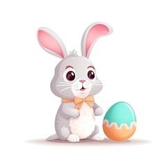 Obraz premium Adorable Easter Bunny cartoon on a white background. Generative AI