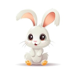 Obraz premium Adorable Easter Bunny cartoon on a white background. Generative AI