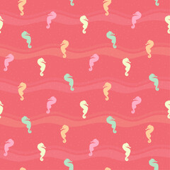 seamless seahorse pattern and background vector illustration