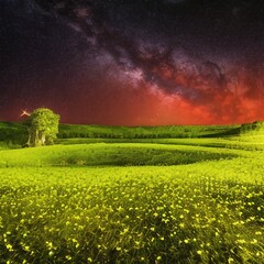 Mysterious realistic highly detailed Spring Night Landscape That Inspires Wanderlust with depth k quality