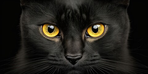 Black cat portrait, generative ai