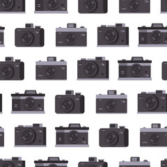 Photo camera vector cartoon seamless pattern background for wallpaper, wrapping, packing, and backdrop.