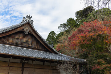 Fototapeta na wymiar 日本　京都府京都市にある金福寺の本堂と紅葉