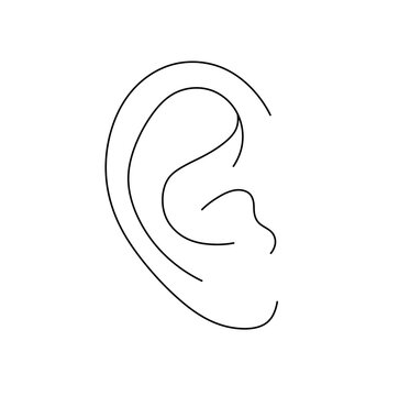 recommend clip art: Vector isolated one single human ear colorless black and white contour line easy drawing