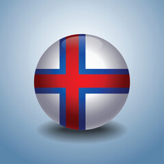Obraz premium Faroe Islands flag. Round glossy. Isolated on color gradient background