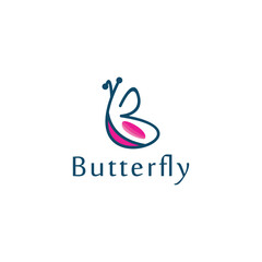 Butterfly logo. Luxury line logotype design.