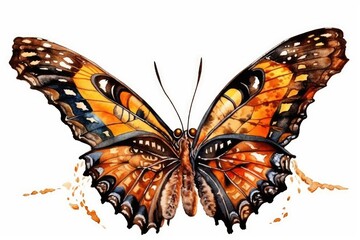Fototapeta premium Colorful watercolor butterfly isolated on white background