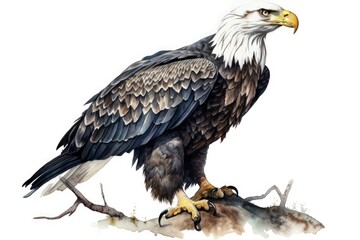 Obraz premium Bald eagle hunting isolated on white background