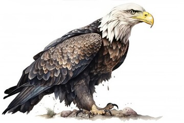 Naklejka premium Bald eagle in the wild isolated on white background