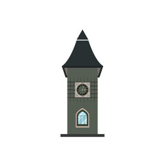 Clock tower retro colonial style building cartoon vector big Ben illustration