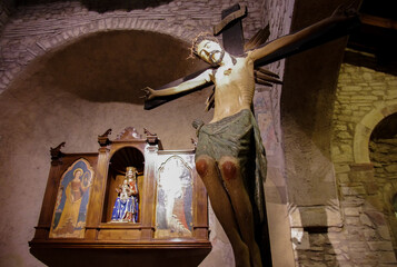 Sanctuary of Santa Maria di Canneto - Roccavivara - Molise - In the foreground the wooden Crucifix...