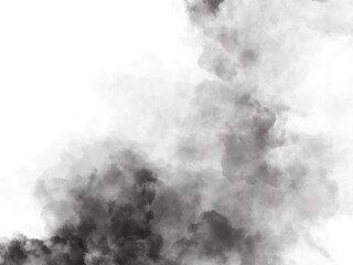 Black smoke on a transparent background, used for various graphic elements or photo editing.