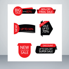 set of red sale labels