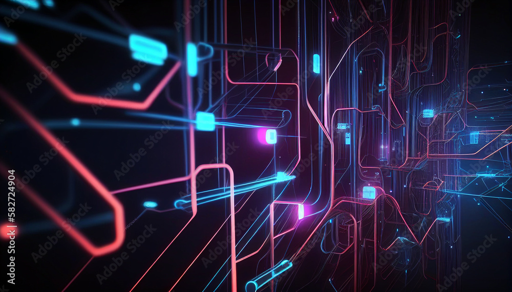 Aufkleber colorful abstract design of cyberspace and network connectivity for background created with generati