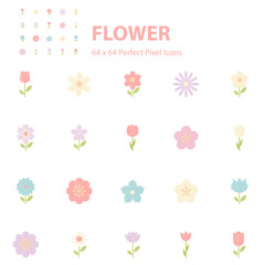 set of flower icons, spring, natural, floral