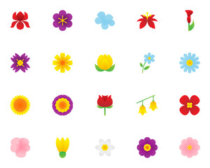 set of flower icons, spring, natural, floral