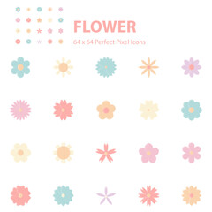 set of flower icons, spring, natural, floral