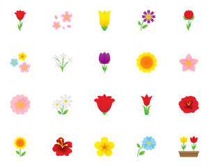 set of flower icons, spring, natural, floral
