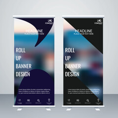 Roll-up Banner Template Design: Eye-catching and versatile design for promotional displays. Combines captivating visuals, essential information, and branding elements to effectively convey your messa