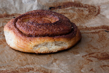 side view of cinnamon bun