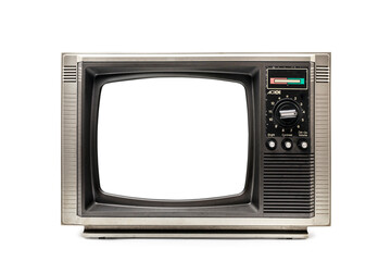 Retro old television with clipping path isolated on white background,retro vintage tv style