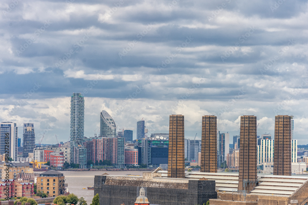 Wall mural River Thames, Canary Wharf. London Cityscape. England, United Kingdom