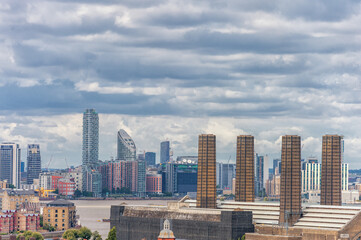 River Thames, Canary Wharf. London Cityscape. England, United Kingdom