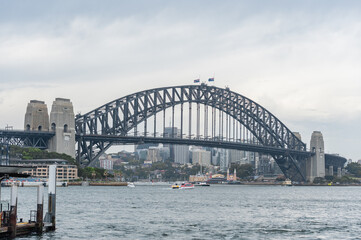 Fototapeta na wymiar Sydney Harbour Bridge and River Water. Australia.