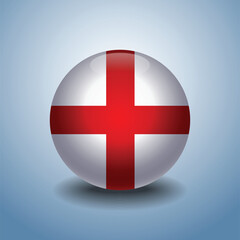 Fototapeta premium England flag. Round glossy. Isolated on color gradient background
