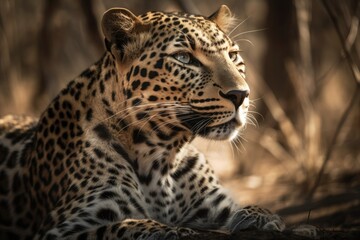 Fototapeta na wymiar The leopard basking in the sun. Generative AI