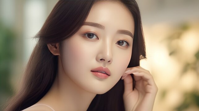 Portrait of a beautiful Korean girl with very smooth skin - made with generative AI tools
