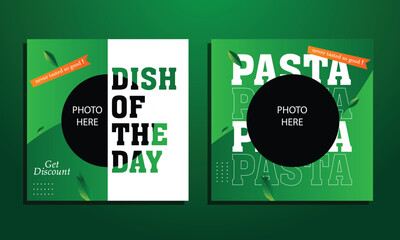 Pasta social media post template vector